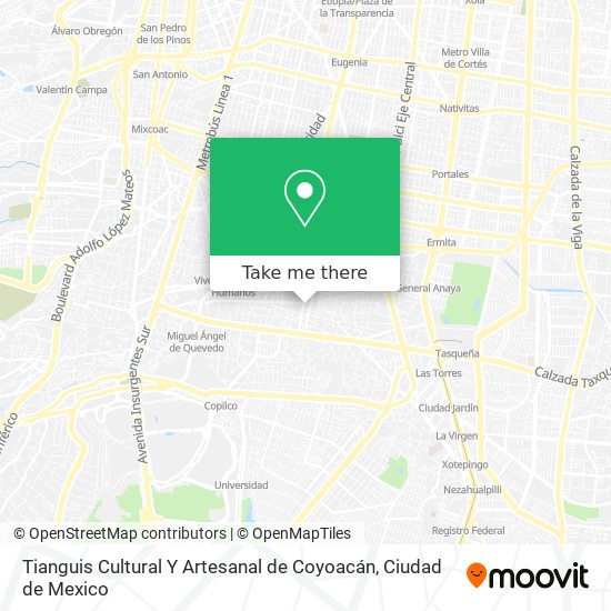 Mapa de Tianguis Cultural Y Artesanal de Coyoacán