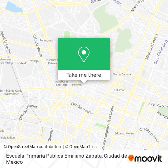 Mapa de Escuela Primaría Pública Emiliano Zapata