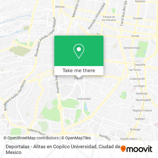 Mapa de Deportalas - Alitas en Copilco Universidad