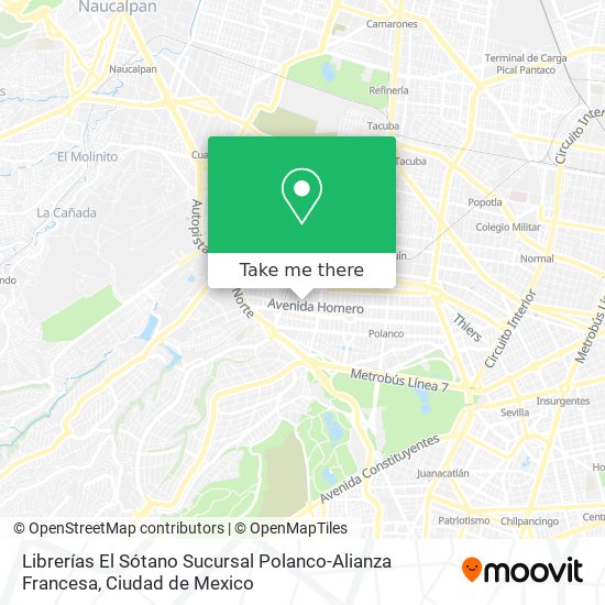 Mapa de Librerías El Sótano Sucursal Polanco-Alianza Francesa