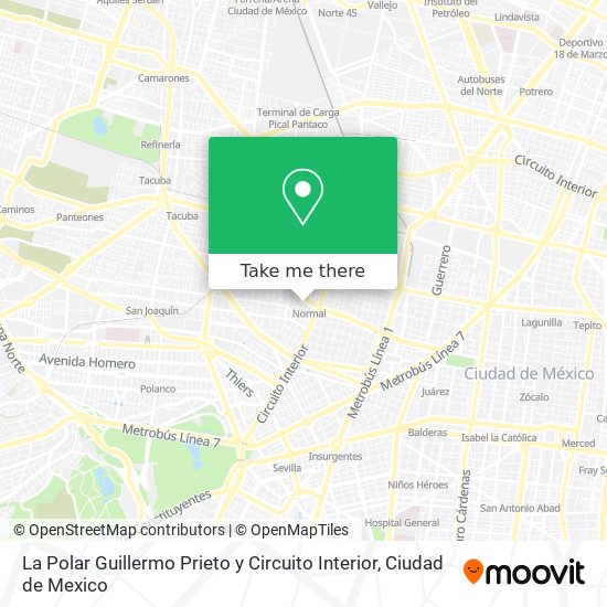 La Polar Guillermo Prieto y Circuito Interior map