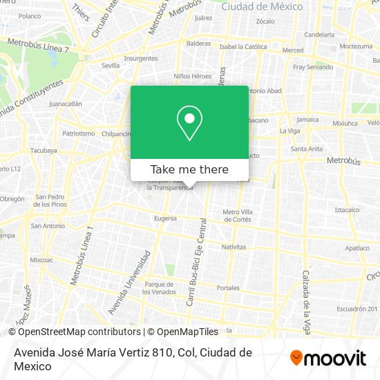 Avenida José María Vertiz 810, Col map