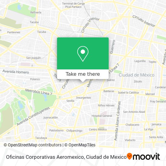 Oficinas Corporativas Aeromexico map