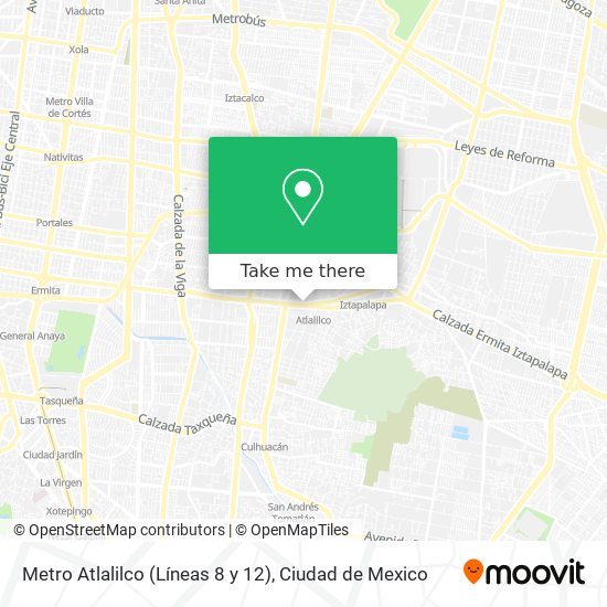 Mapa de Metro Atlalilco (Líneas 8 y 12)