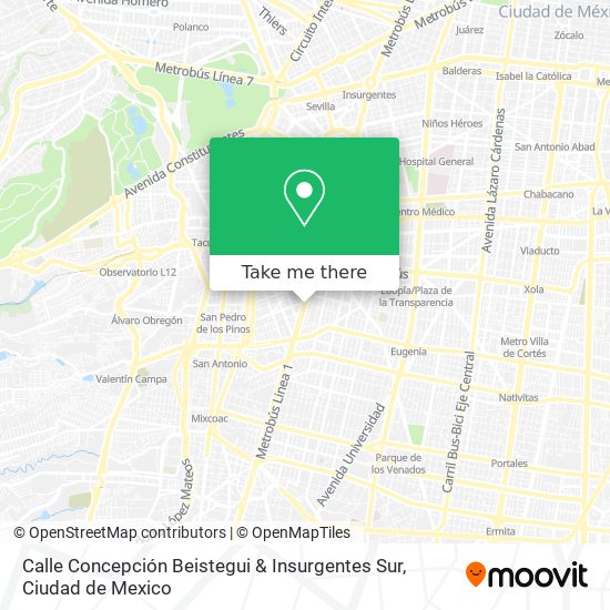 Mapa de Calle Concepción Beistegui & Insurgentes Sur