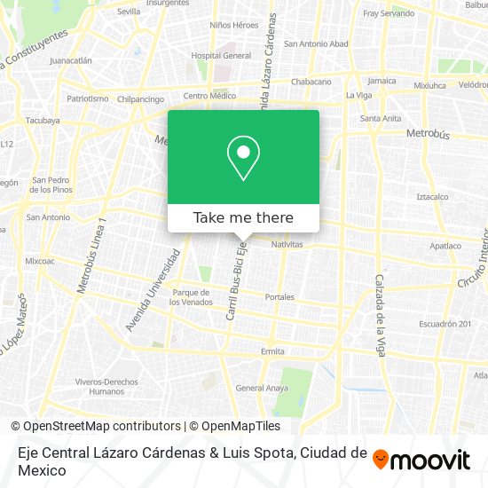 Eje Central Lázaro Cárdenas & Luis Spota map