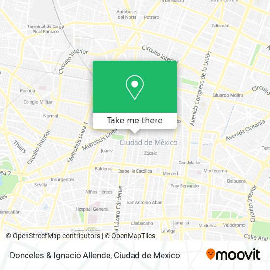 Donceles & Ignacio Allende map