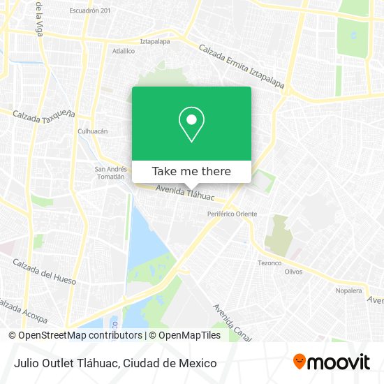 Mapa de Julio Outlet Tláhuac