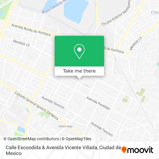 Calle Escondida & Avenida Vicente Villada map