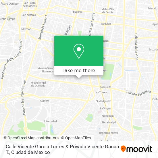 Calle Vicente García Torres & Privada Vicente García T. map
