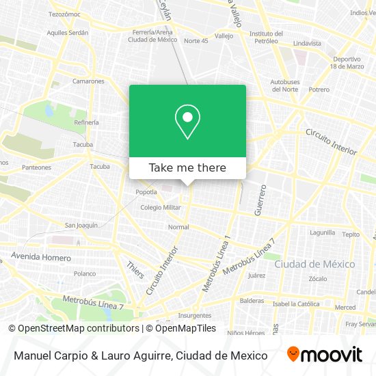 Manuel Carpio & Lauro Aguirre map