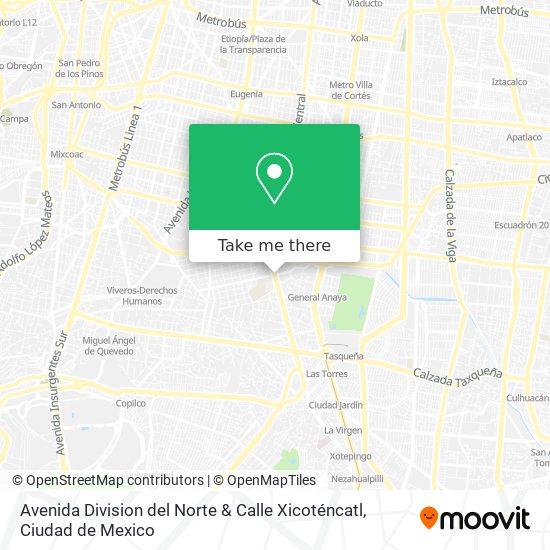 Avenida Division del Norte & Calle Xicoténcatl map