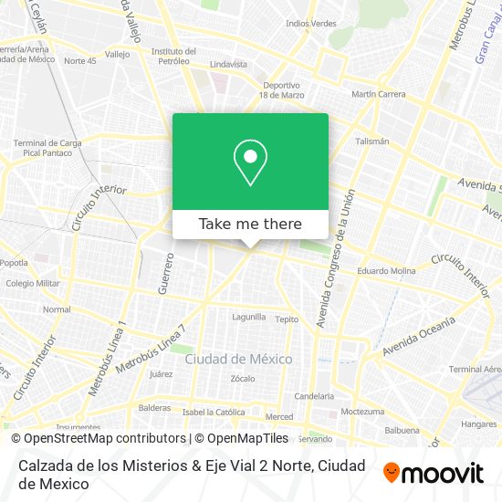 Calzada de los Misterios & Eje Vial 2 Norte map