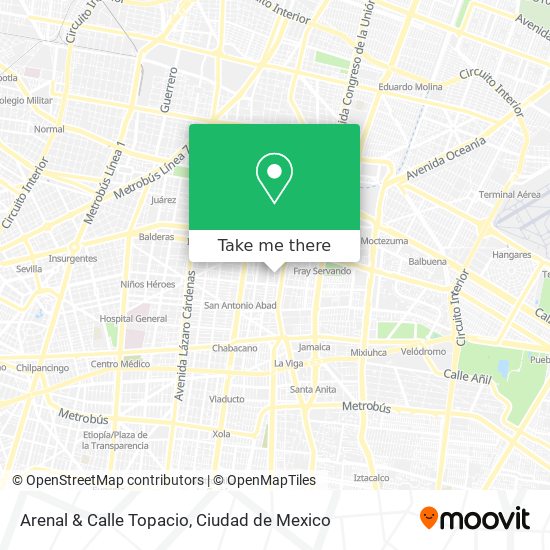 Arenal & Calle Topacio map