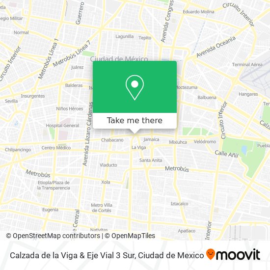 Calzada de la Viga & Eje Vial 3 Sur map
