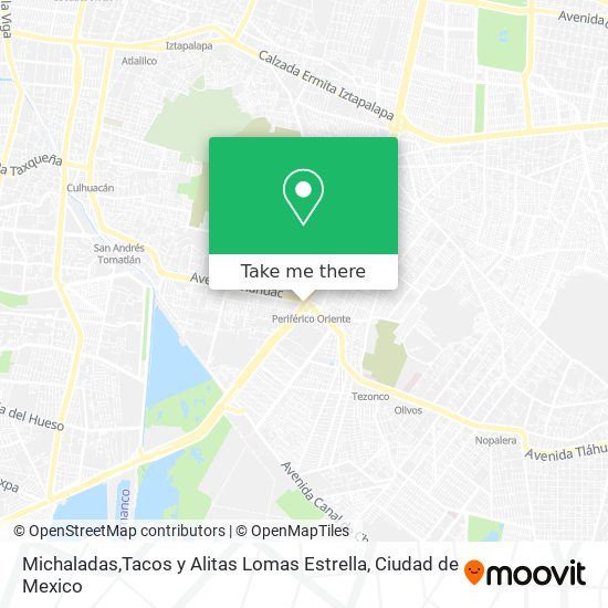 How to get to Michaladas,Tacos y Alitas Lomas Estrella in Iztapalapa by Bus  or Metro?