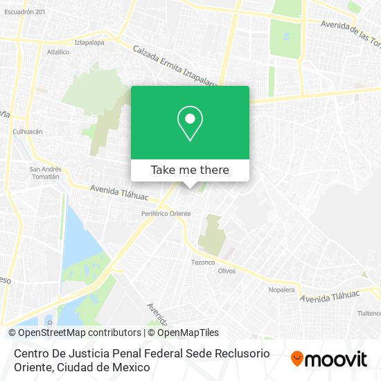 Mapa de Centro De Justicia Penal Federal Sede Reclusorio Oriente