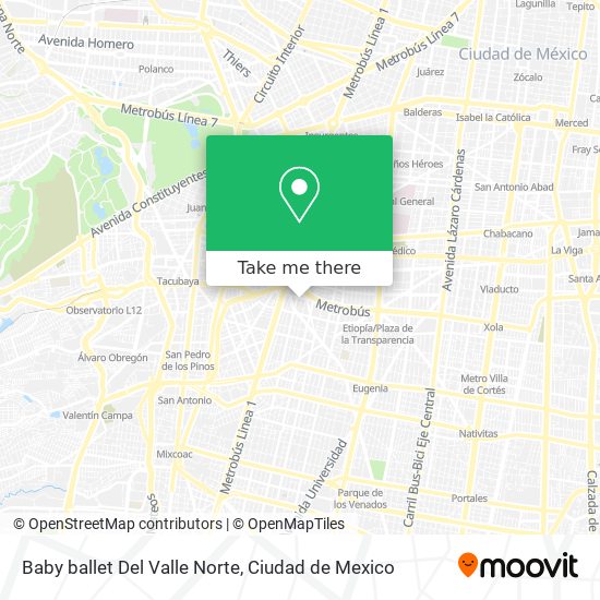 Baby ballet Del Valle Norte map