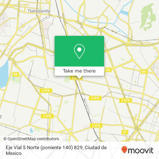 Mapa de Eje Vial 5 Norte (poniente 140) 829