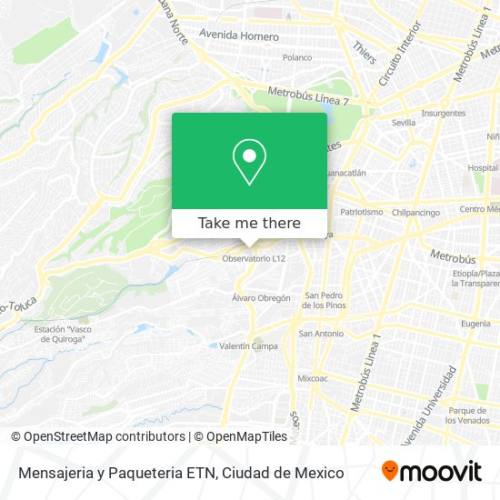Mapa de Mensajeria y Paqueteria ETN