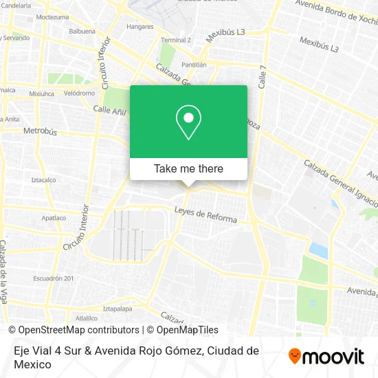Mapa de Eje Vial 4 Sur & Avenida Rojo Gómez