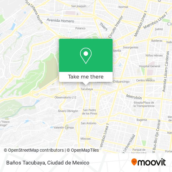 Baños Tacubaya map