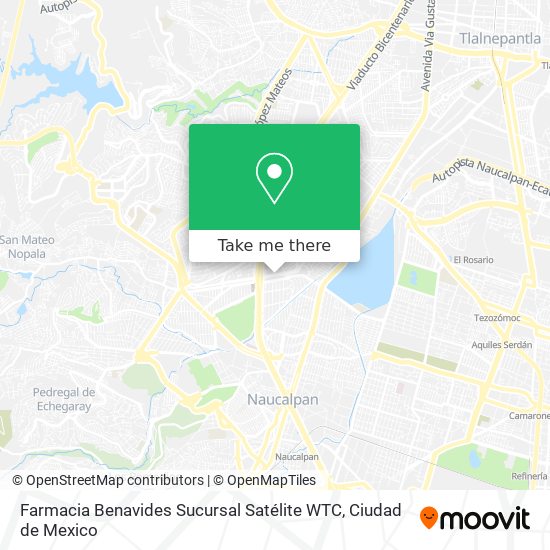Mapa de Farmacia Benavides Sucursal Satélite WTC
