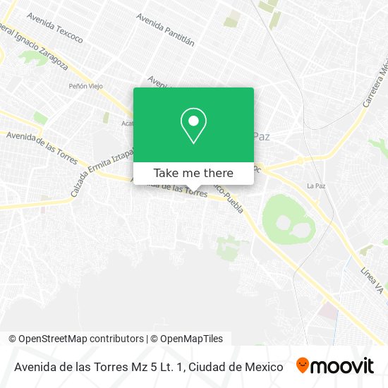 Mapa de Avenida de las Torres Mz 5 Lt. 1