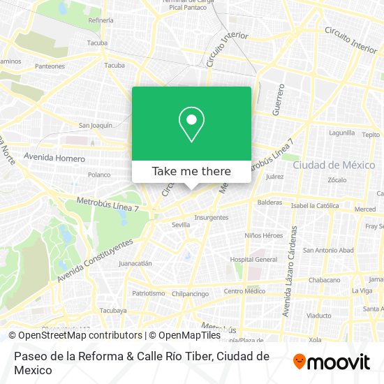 Paseo de la Reforma & Calle Río Tiber map