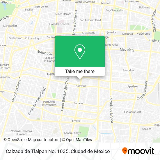 Calzada de Tlalpan No. 1035 map