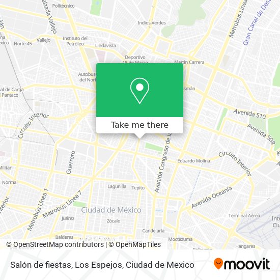 Salón de fiestas, Los Espejos map