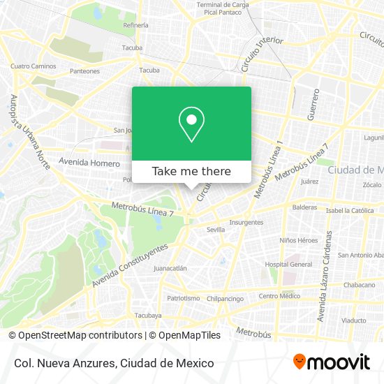 Col. Nueva Anzures map