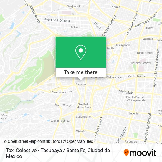 Mapa de Taxi Colectivo - Tacubaya / Santa Fe