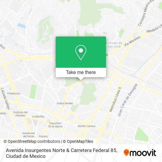 Avenida Insurgentes Norte & Carretera Federal 85 map