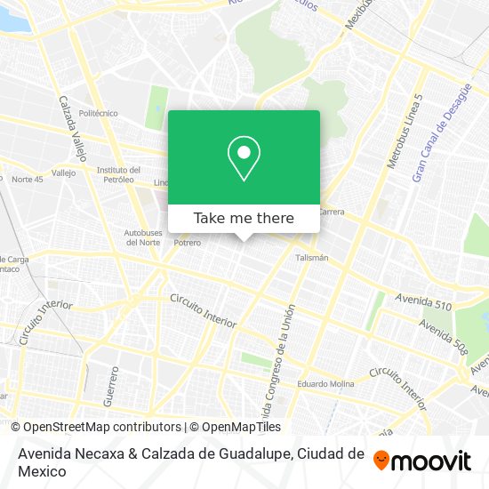 Mapa de Avenida Necaxa & Calzada de Guadalupe