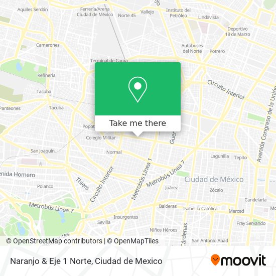 Mapa de Naranjo & Eje 1 Norte