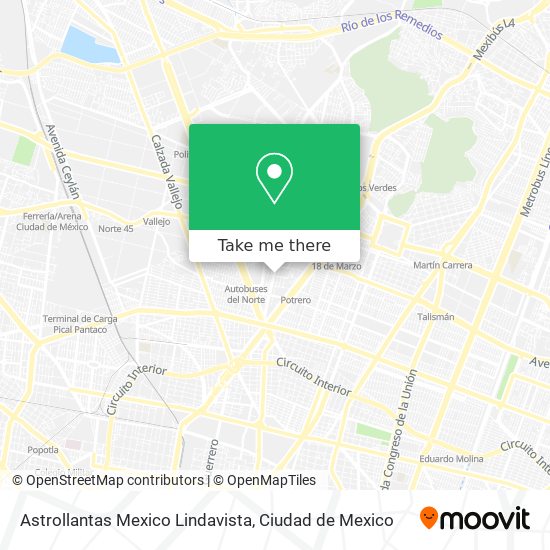 Astrollantas Mexico Lindavista map