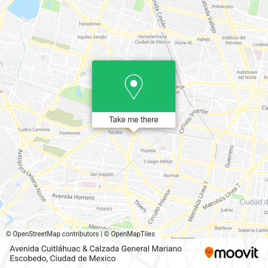 Avenida Cuitláhuac & Calzada General Mariano Escobedo map