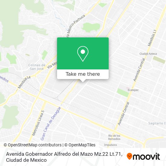 Mapa de Avenida Gobernador Alfredo del Mazo Mz.22 Lt.71