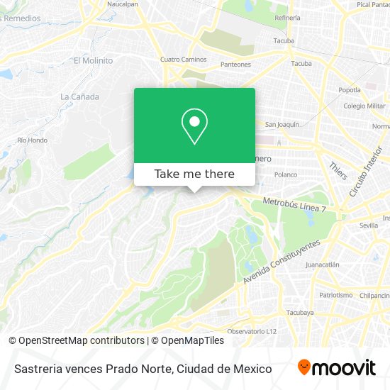 Sastreria vences Prado Norte map