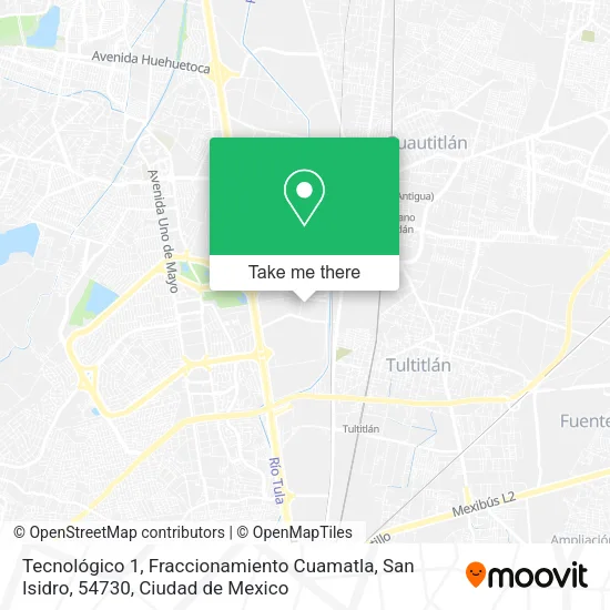 Mapa de Tecnológico 1, Fraccionamiento Cuamatla, San Isidro, 54730