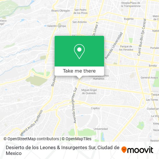 Desierto de los Leones & Insurgentes Sur map