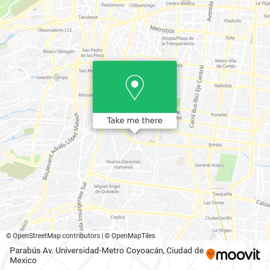 Parabús Av. Universidad-Metro Coyoacán map