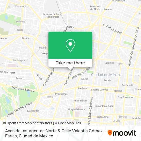 Avenida Insurgentes Norte & Calle Valentín Gómez Farías map