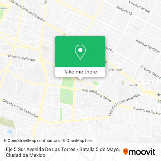 Eje 5 Sur Avenida De Las Torres - Batalla 5 de Mayo map