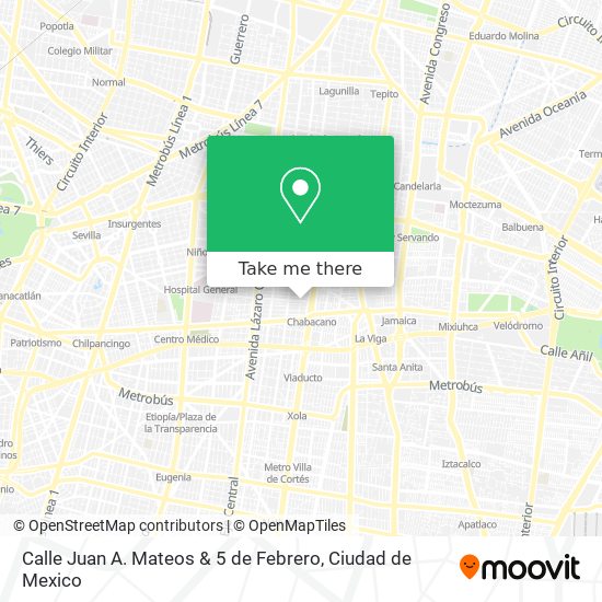 Mapa de Calle Juan A. Mateos & 5 de Febrero
