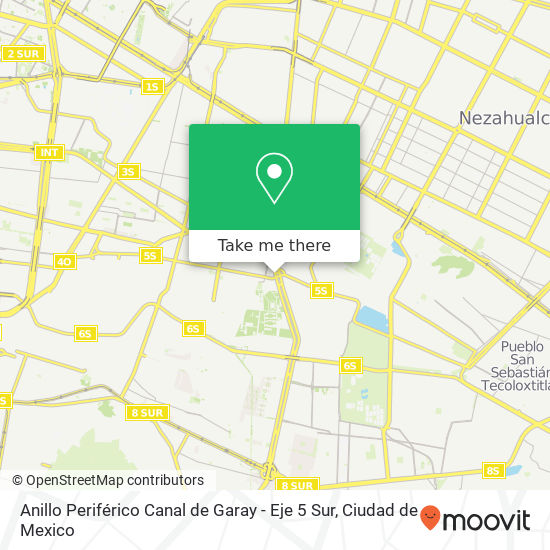 Anillo Periférico Canal de Garay - Eje 5 Sur map