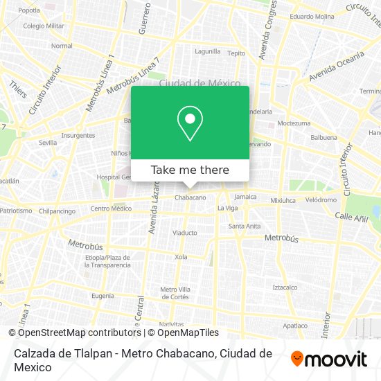 Calzada de Tlalpan - Metro Chabacano map