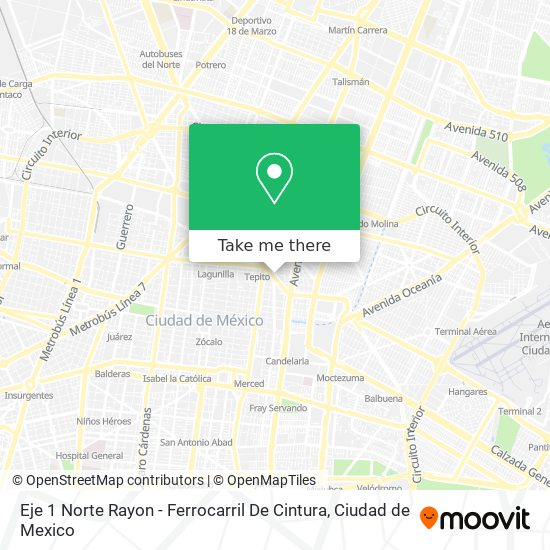 Mapa de Eje 1 Norte Rayon - Ferrocarril De Cintura
