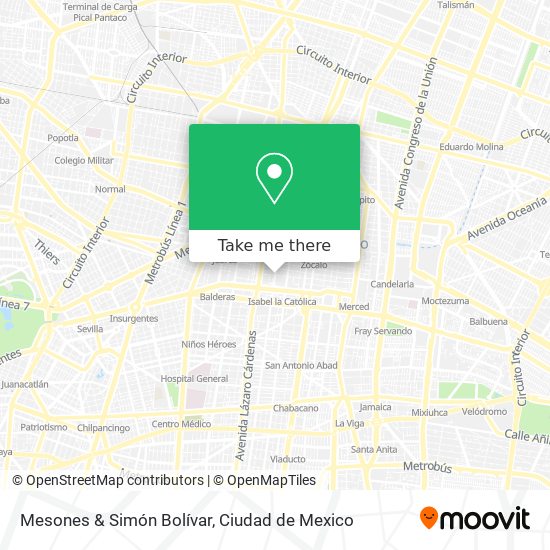 Mesones & Simón Bolívar map
